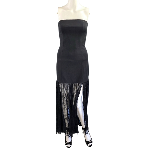 Lulus Vesna Black Mixed Media Strapless Maxi-Dress Size S - Picture 7 of 16